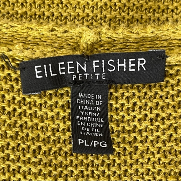 Eileen Fisher Green Knit Short Sleeve V-Neck Sweater Top Tunic Length Petite PL - Picture 6 of 8
